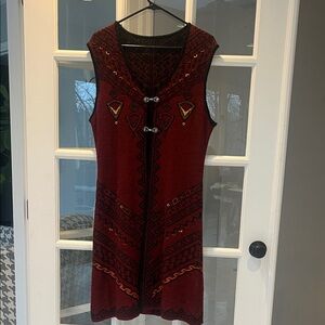 Peruvian Alpaca Aztec Boho Long Vest - Sz L New